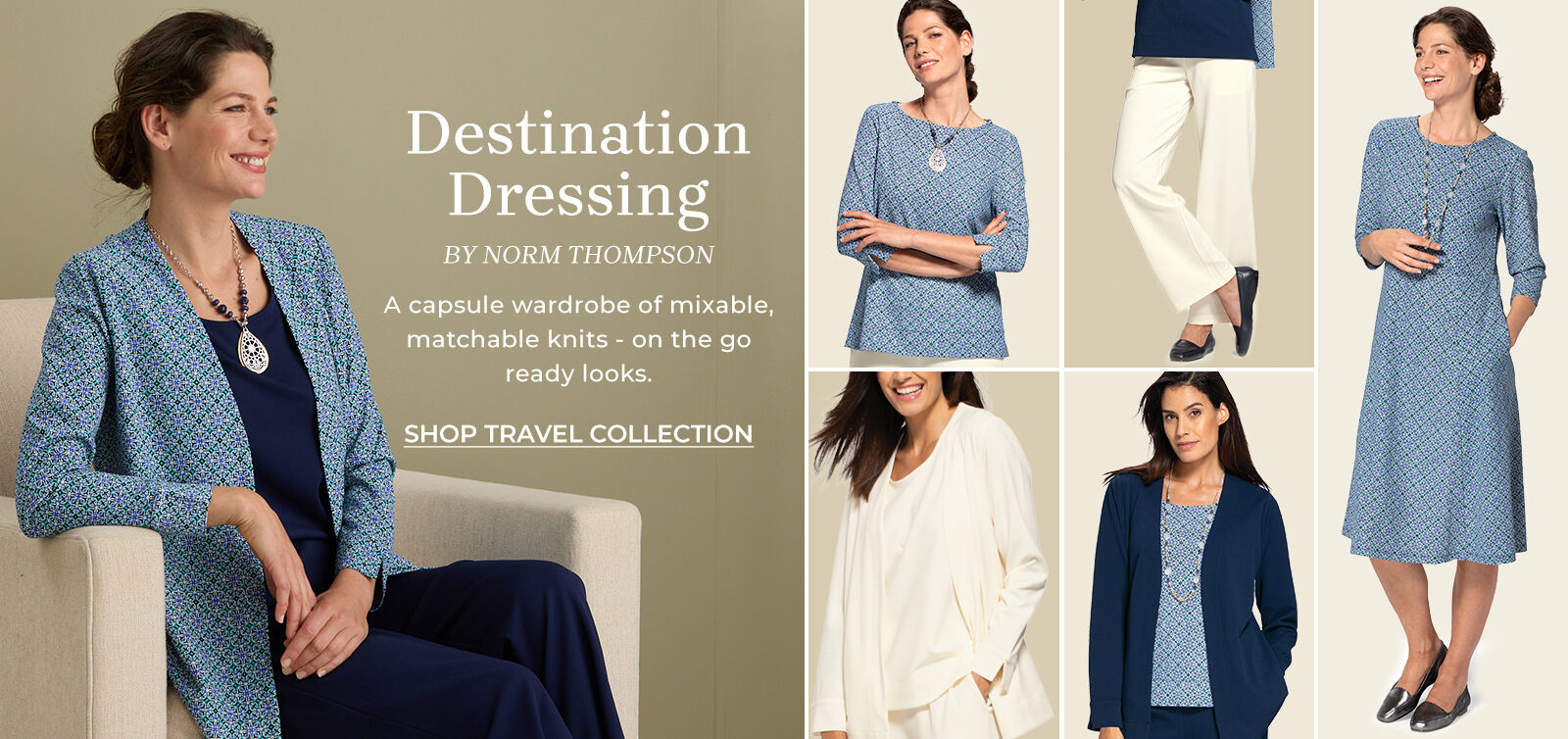 destination dressing by norm thompson a capsule wardrobe of mixable, matchable knits - on the go ready looks. shop travel collection