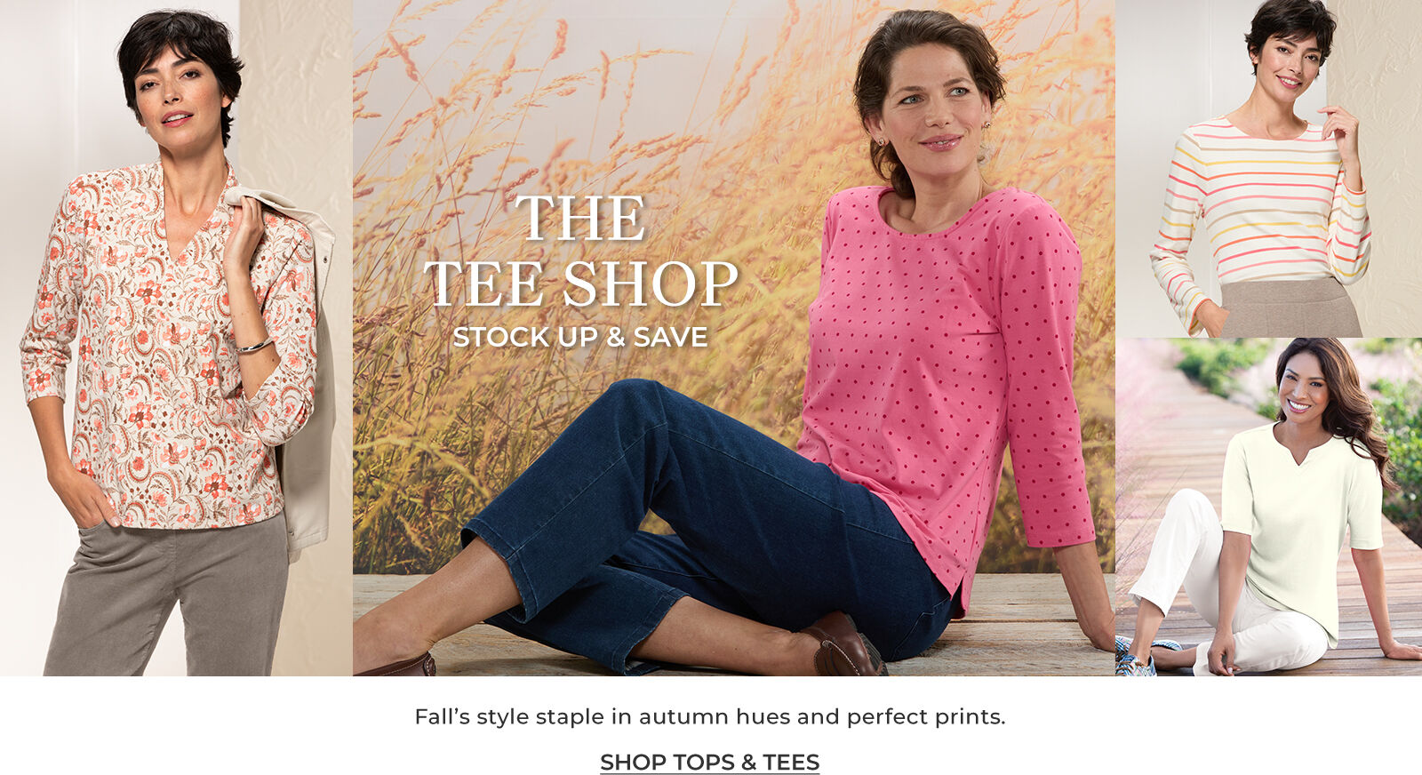 the tee shop stock up & save fall's style staple in autumn hues and perfect prints shop tops & tees