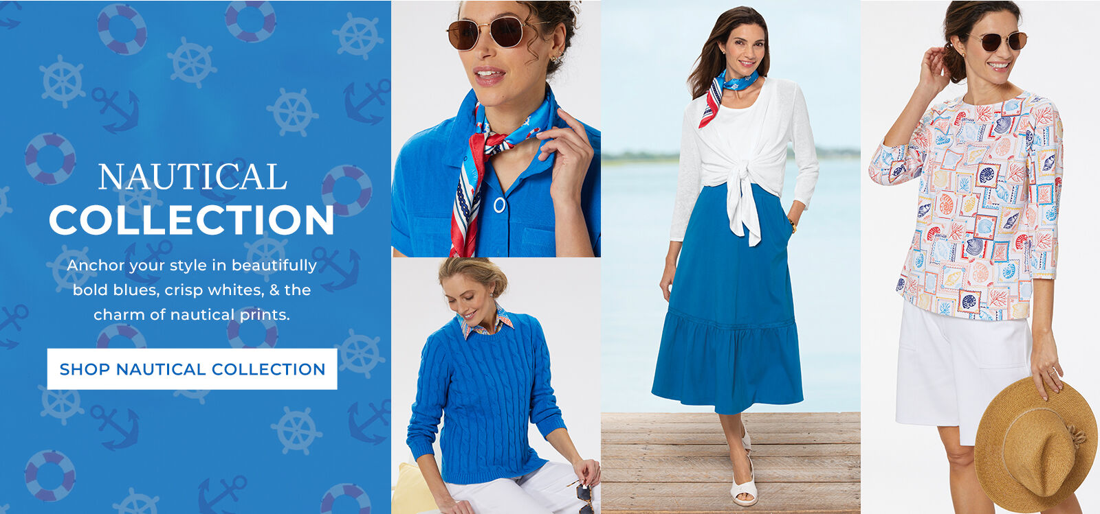 nautical collection anchor your style in beautifully bold blues, crisp whites, & the charm of nautical prints. shop nautical collection