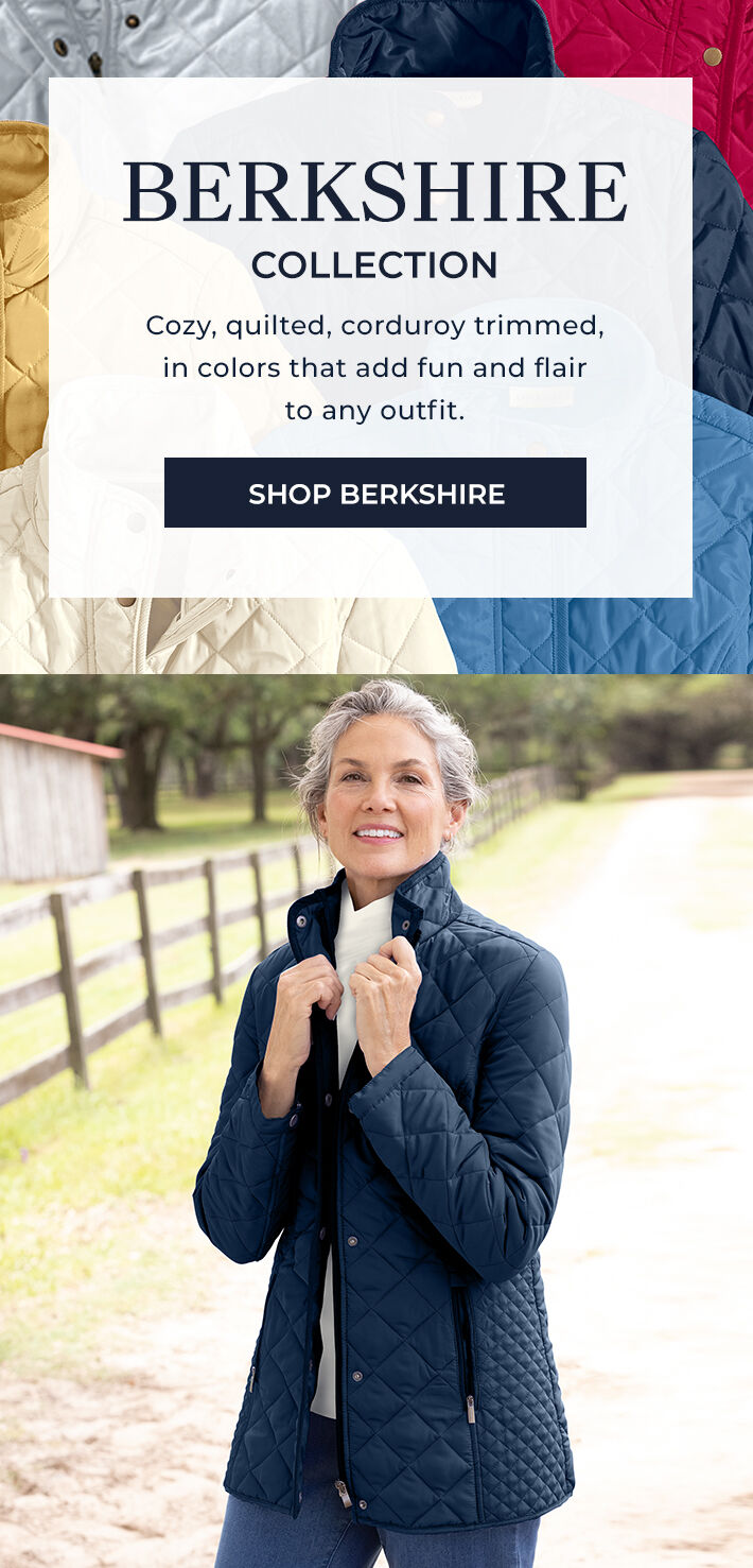 berkshire collection cozy, quilted, corduroy trimmed, in colors that add fun and flair to any outfit. shop berkshire