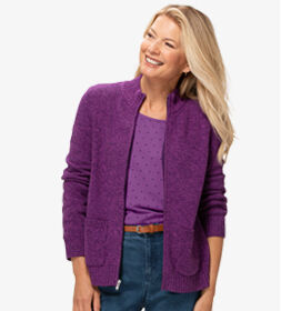 bayside cotton patch-pocket zip cardigan