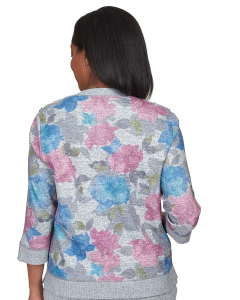 Alfred Dunner® Comfort Zone Shadow Floral Bordered Top