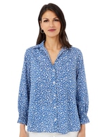 Caspian 3/4 Sleeve French Floral Blouse - Blue Breeze
