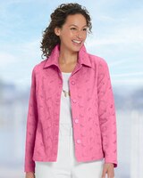 Floral Eyelet Jacket - Pink Carnation