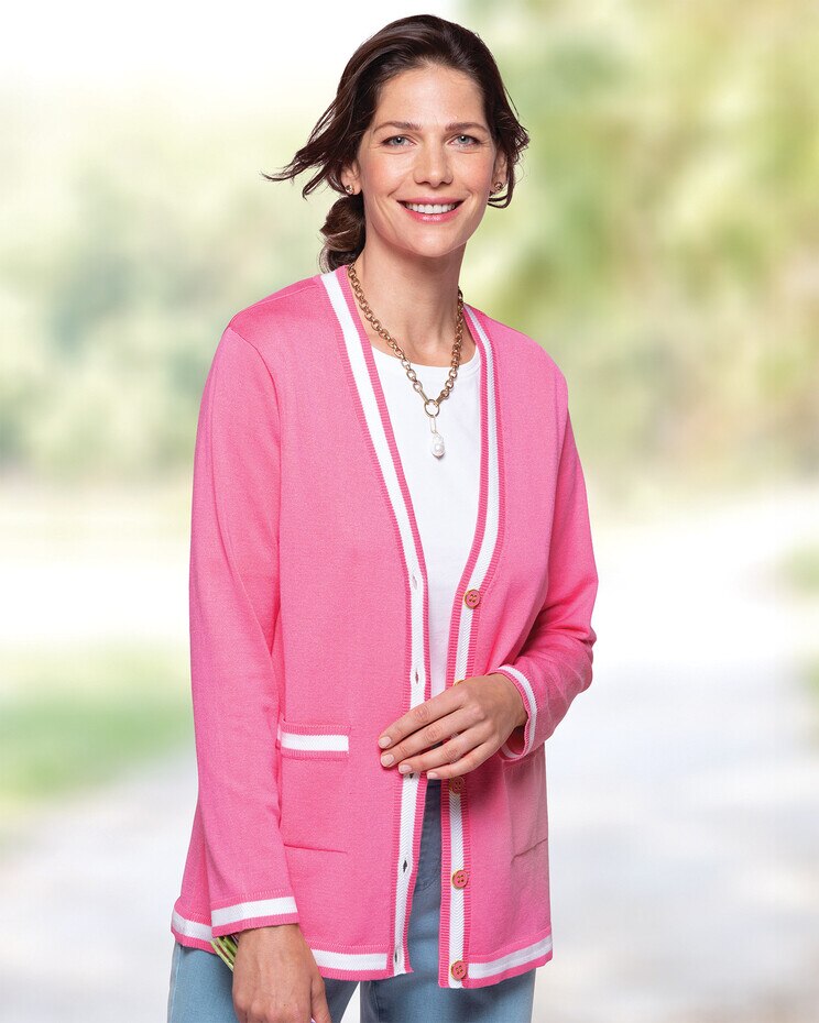 Madison Two-Tone Tipped Cardigan | Appleseeds