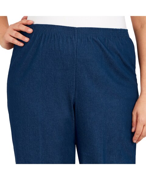 Alfred Dunner Classic Pull-On Denim Proportioned Straight Leg With Elastic Waistband Pants