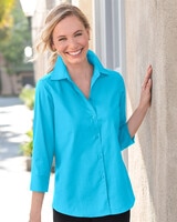 Foxcroft® Non-Iron Perfect-Fit Three-Quarter-Sleeve Shirt - Island Turquoise