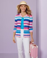 Bayside Cotton Cabled Stripe Cardigan - alt2