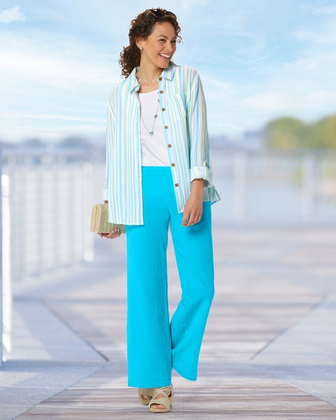 Nantucket Cotton Stripe Shirt & Nantucket Textured Cotton Pants