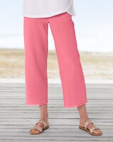 Nantucket Cotton Fringe-Trimmed Cropped Pants - Strawberry Pink