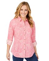 Zoey Roll-Tab Drawn Floral Shirt - Multi