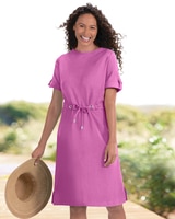 Solid Knit Drawstring-Waist Dress - Soft Magenta