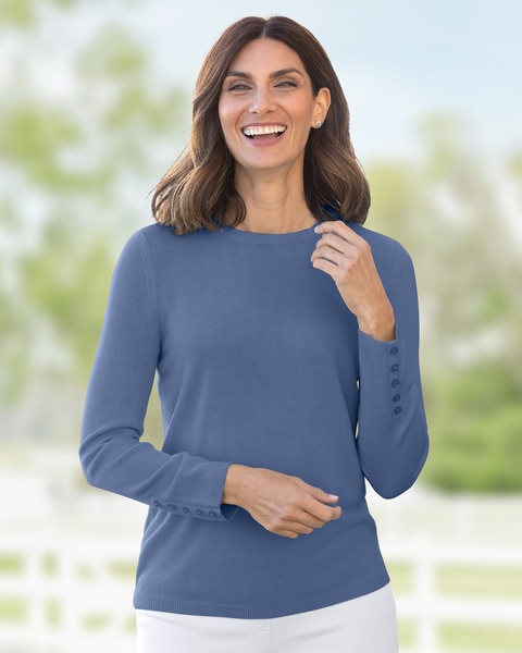 Spindrift™ Long-Sleeve Button-Cuff Sweater