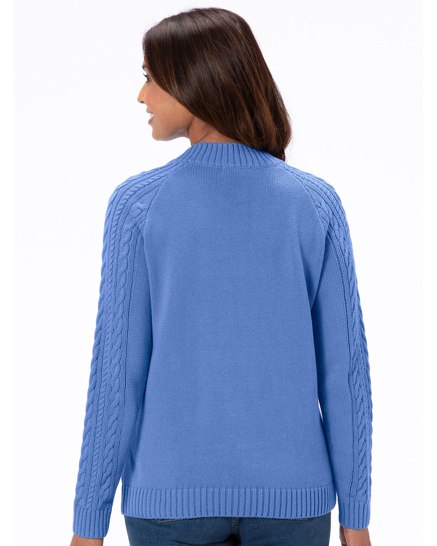 Cotton Cable Mock-Neck Henley Sweater | Appleseeds