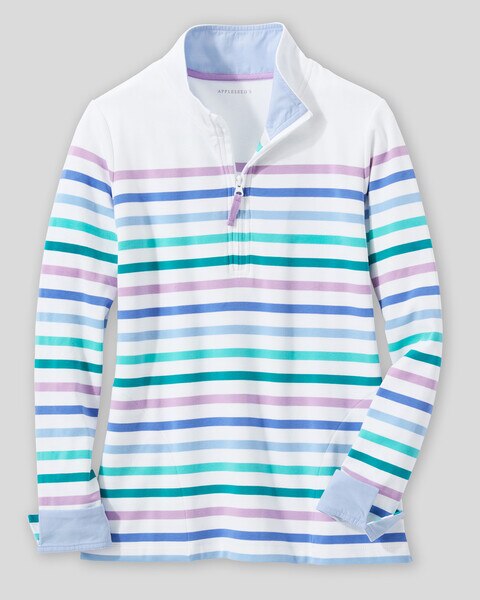 Everyday Knit Striped Quarter-Zip Top
