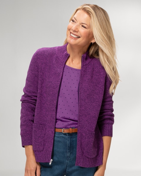 Bayside Cotton Patch-Pocket Zip Cardigan