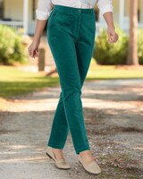 Stretch Wide-Wale Corduroy Fly-Front Pants - Teal Green