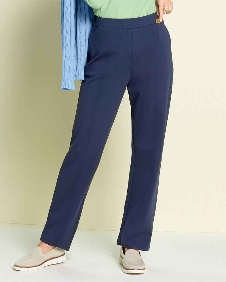 Women's Ponte Knit Pull-On Straight Leg Work Pant - Large / Khaki