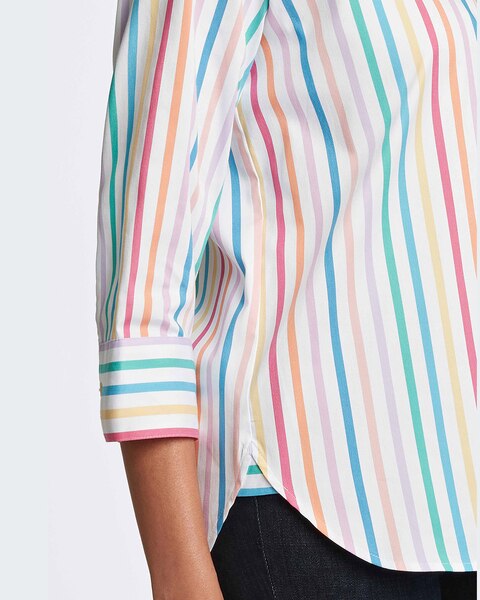 Meghan 3/4 Sleeve Rainbow Stripe Shirt