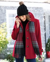 London Fog Wool Scarf Coat - Red