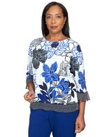 Alfred Dunner® Downtown Vibe Geo Trim Floral Stripe Top - alt3