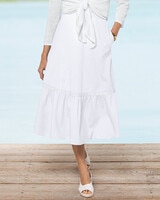 Boardwalk Knit Flounced Midi Skirt - White