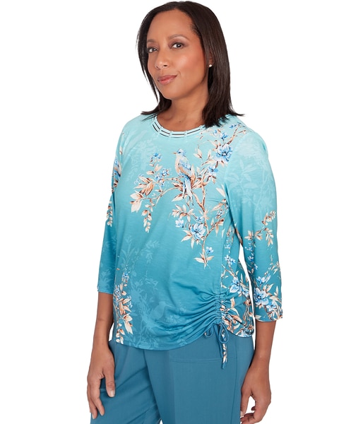 Alfred Dunner® Sedona Sky Ombre Bird Beaded Neck Top