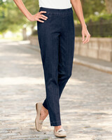 SlimSation® Tapered-Length Pants - Dark Denim