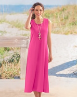 Boardwalk Solid Sleeveless Maxi Knit Dress - Raspberry Rose