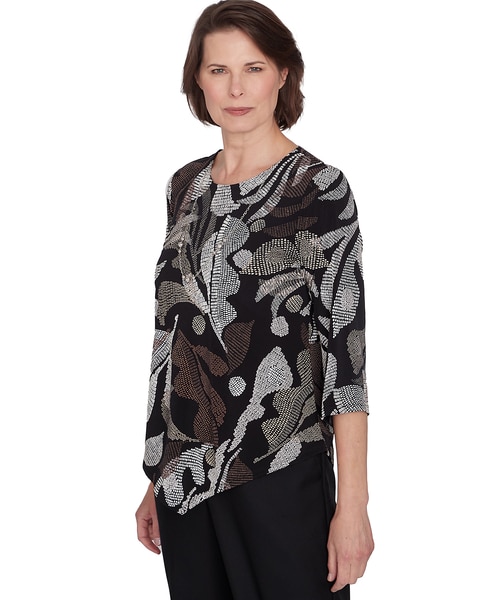 Alfred Dunner® Classics Textured Leaf Top with Necklace