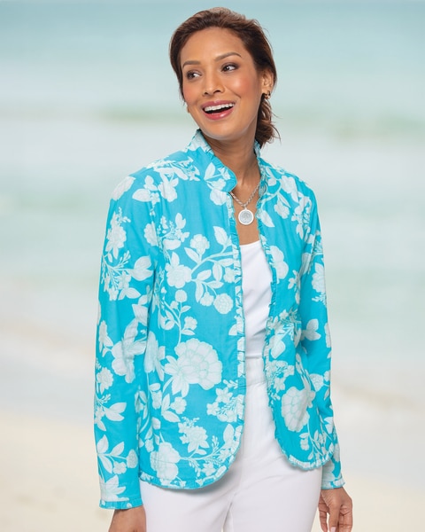 Hampton Floral Ruffle-Trim Jacket