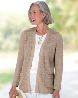 Linen/Cotton Basketweave Cardigan - Linen