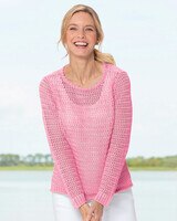 Cotton Crochet Sweater - Pink Carnation Marl
