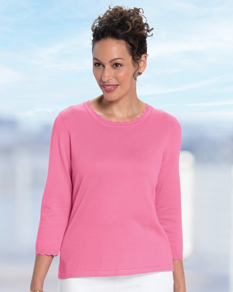 Madison Scallop-Edge Pullover