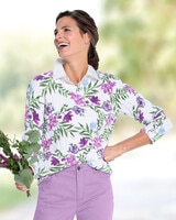 Bayside Cotton Cable Floral Print Sweater