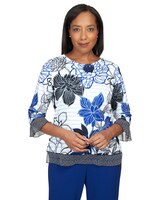 Alfred Dunner® Downtown Vibe Geo Trim Floral Stripe Top - Multi