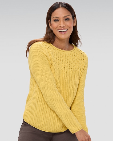 Bayside Cotton Mixed-Stitch Pullover
