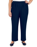 Alfred Dunner Classic Tailored Textured Proportioned Straight Leg Pants - Navy