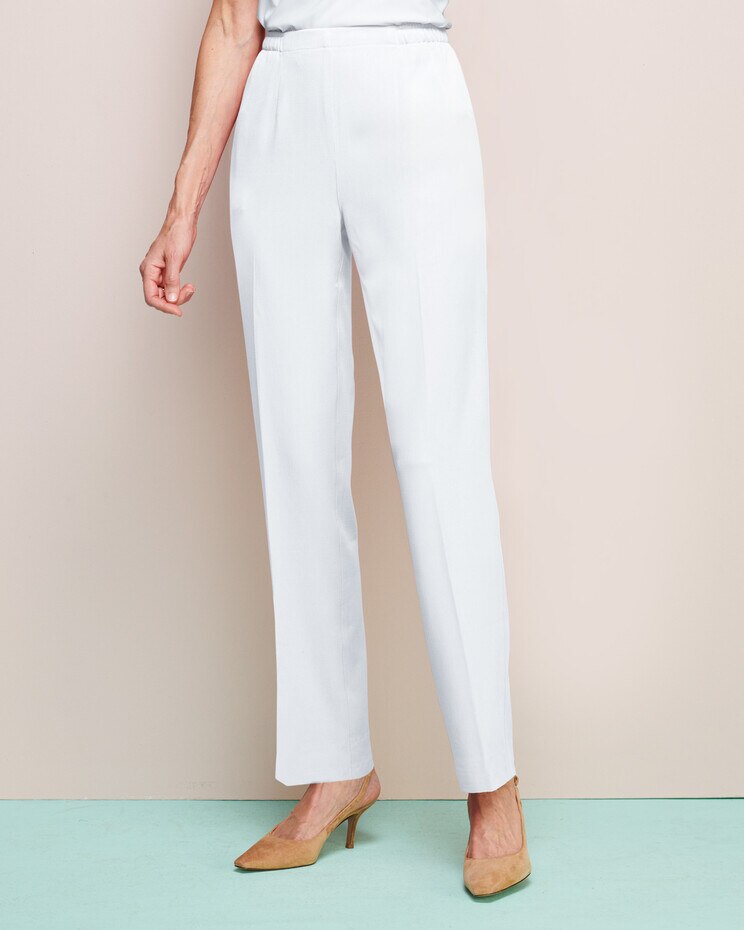 Look-of-Linen Straight Leg Pull-On Pants