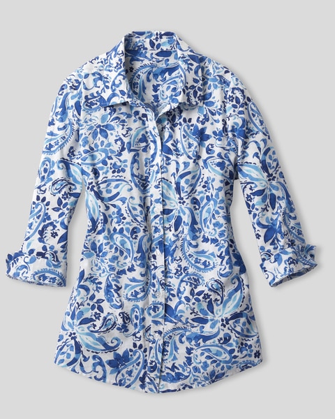 Paisley Floral Button-Front Tunic