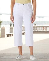 Dreamflex Fringe-Hem Comfort-Waist Capri Jeans - White