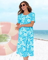 Boardwalk Knit Print Weekend Dress - Island Turquoise