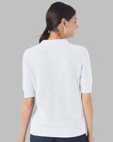Elbow-Sleeve Linen/Cotton Polo Sweater - alt2