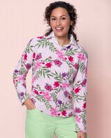 Bayside Cotton Cable Floral Print Sweater - Pink Multi