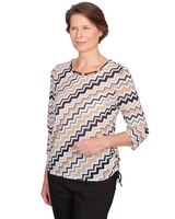 Alfred Dunner® Neutral Territory Diagonal Texture Drawstring Hem Top - alt3