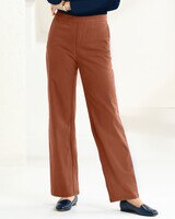Tencel/Cotton ComfortFlex Straight-Leg Pants - Saddle