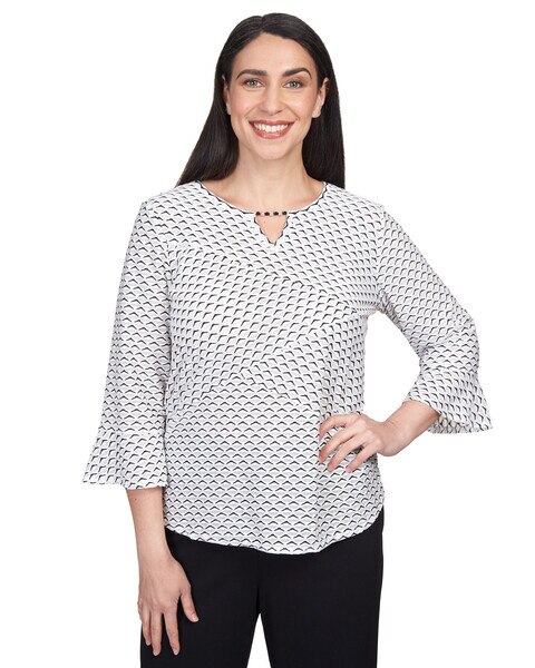 Alfred Dunner® Downtown Vibe Spliced Texture Flutter Sleeve Top