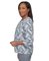 Alfred Dunner® Point Of View Geo Texture Crew Neck Jacket - alt4