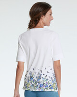 Limited-Edition Essential Cotton Floral Border Elbow-Sleeve Tee - alt2