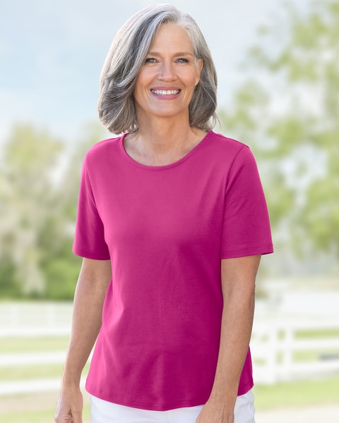 Coastal Cotton Short-Sleeve Jewelneck Tee